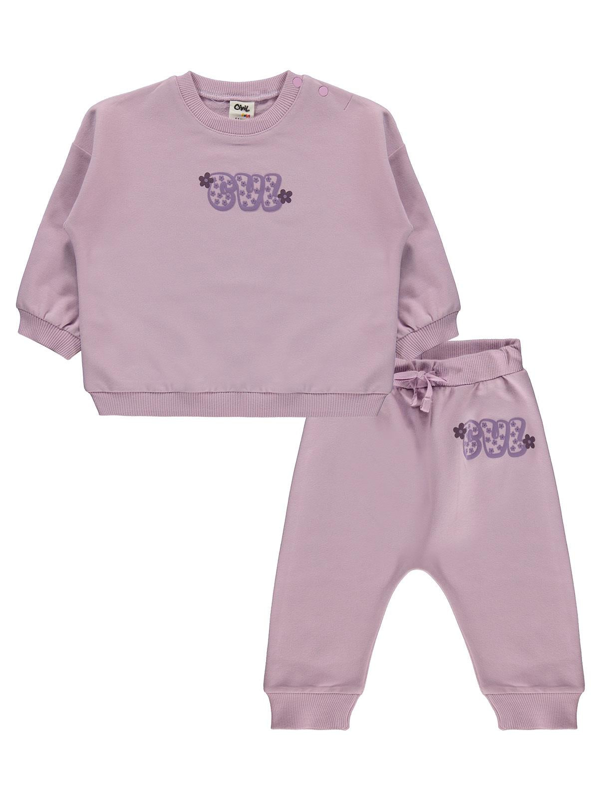 Civil Baby CVL Baskılı Basic 6-18 Ay Takım - Lila