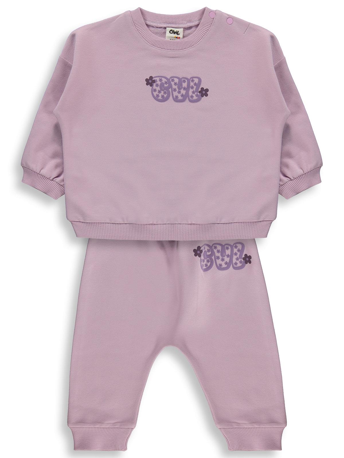 Civil Baby CVL Baskılı Basic 6-18 Ay Takım - Lila