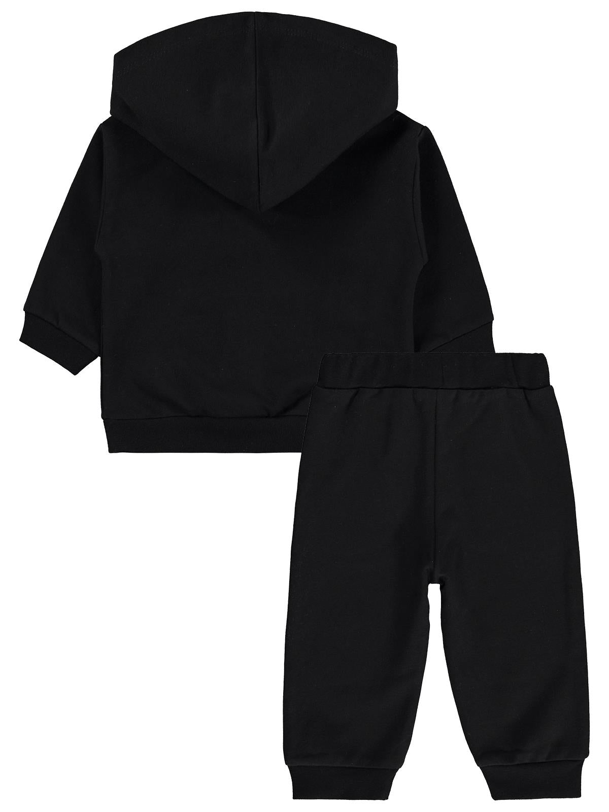 Civil Baby Tavşan Baskılı Kapşonlu Basic 6-18 Ay Takım - Siyah