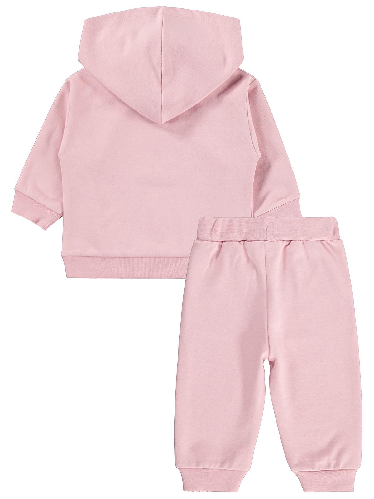 Civil Baby Tavşan Baskılı Kapşonlu Basic 6-18 Ay Takım - Pembe