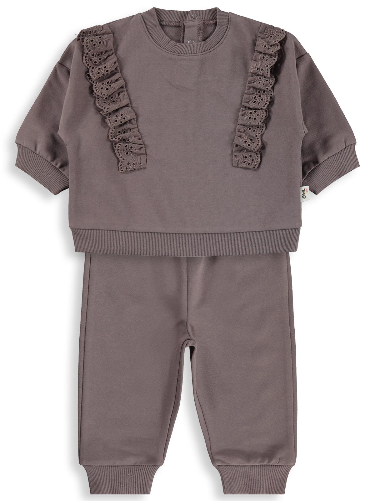 Civil Baby Fırfırlı Basic 6-18 Ay Takım - Kahve