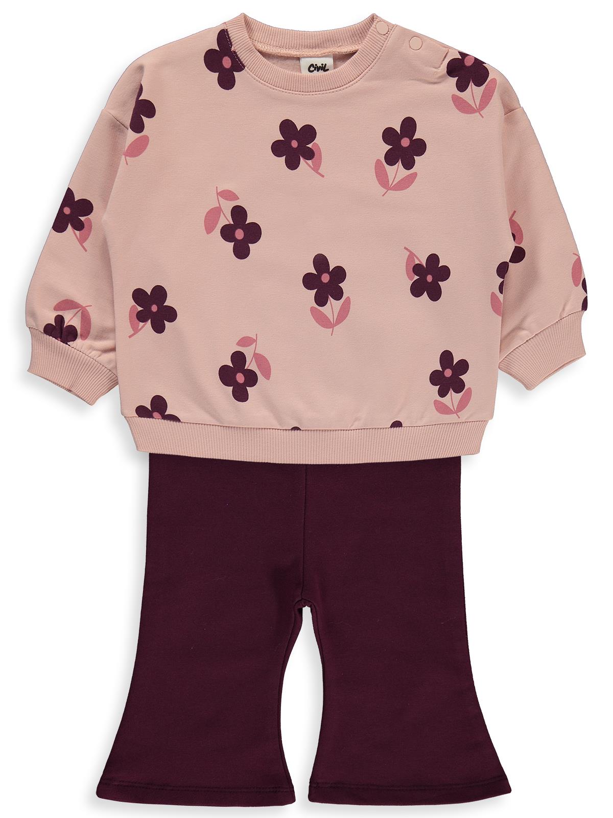 Civil Baby Çiçek Empirme Basic 6-18 Ay Takım - Pembe