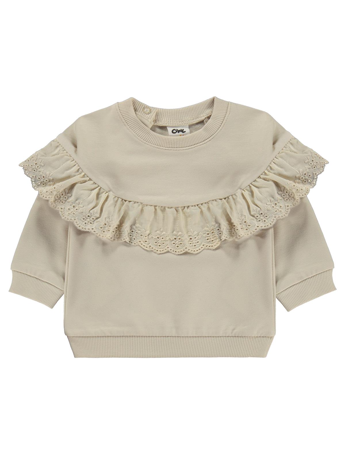 Civil Baby Fırfırlı Basic 6-18 Ay Sweatshirt - Bej