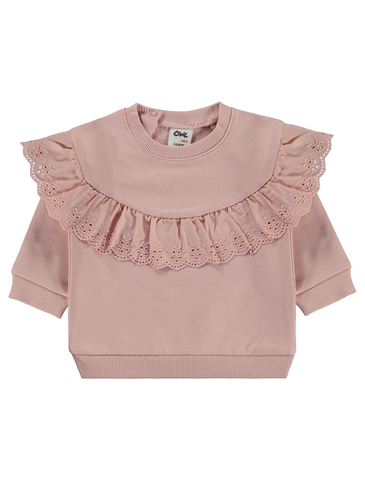 Civil Baby Fırfırlı Basic 6-18 Ay Sweatshirt - Pembe