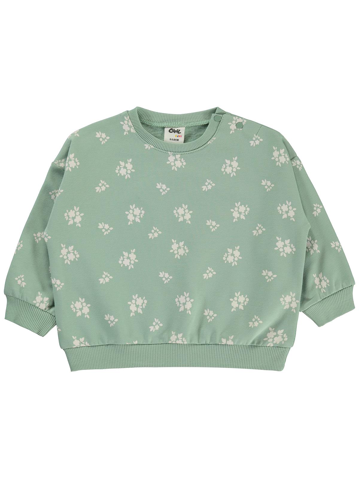 Civil Baby Çiçek Empirme Basic 6-18 Ay Sweatshirt - Haki