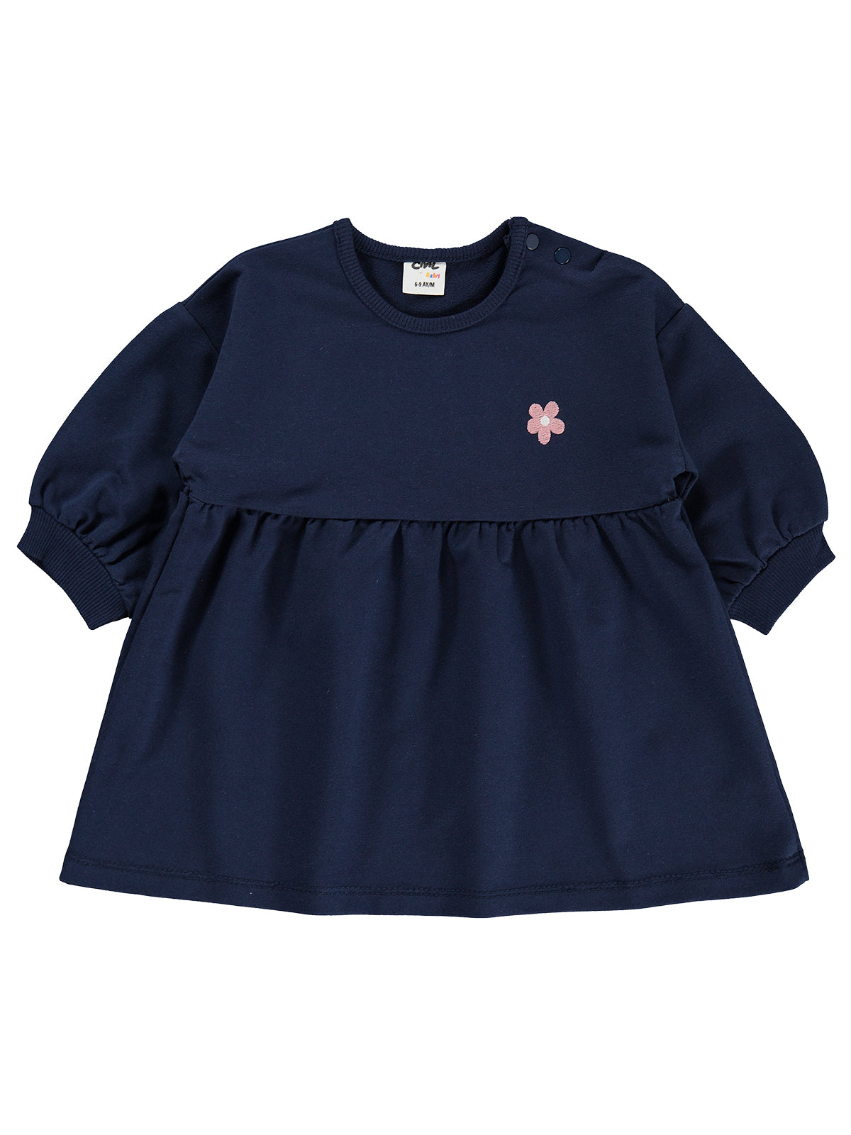 Civil Baby Çiçek Nakışlı Basic 6-18 Ay Elbise - Lacivert