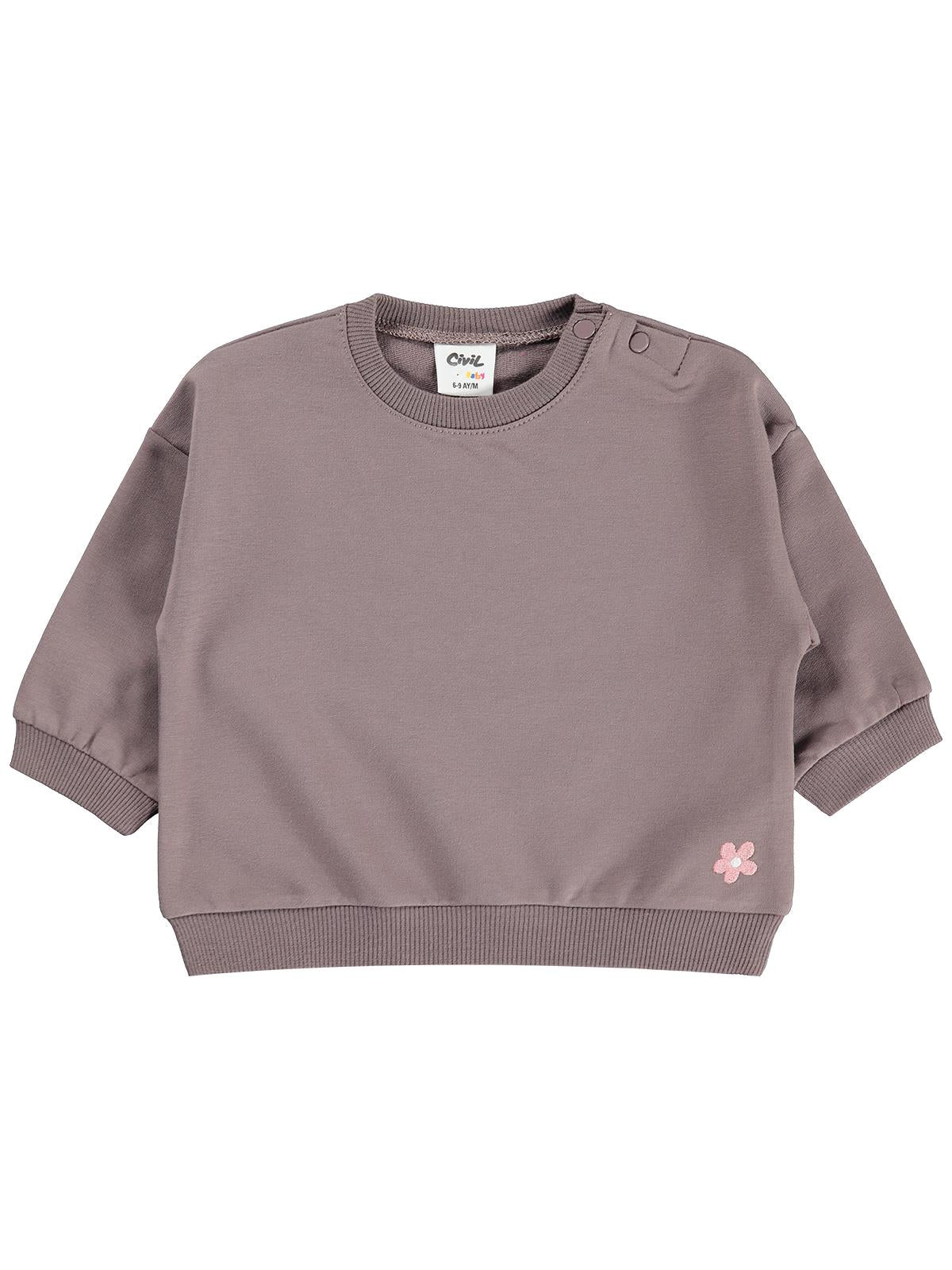 Civil Baby Çiçek Nakışlı Basic 6-18 Ay Sweatshirt - Kahve