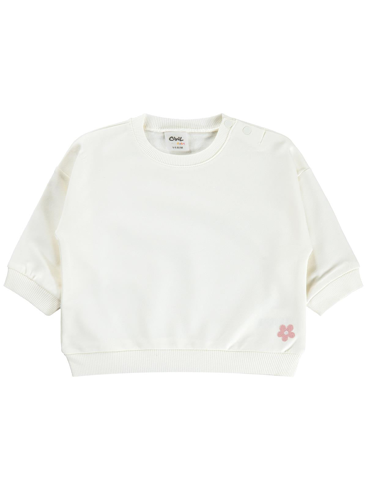 Civil Baby Çiçek Nakışlı Basic 6-18 Ay Sweatshirt - Ekru