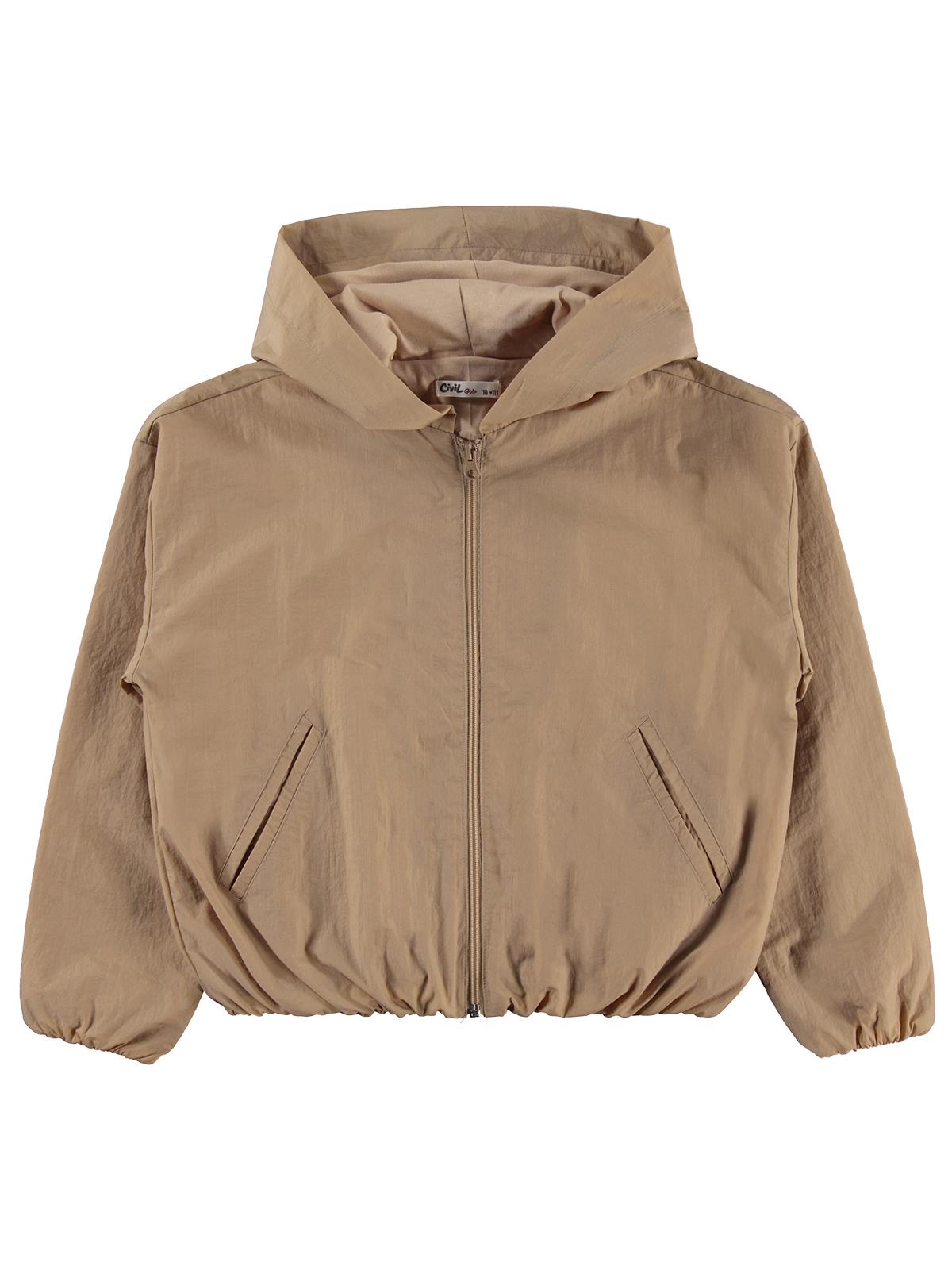 Civil Girls Kapüşonlu 10-13 Yaş Yağmurluk - Kahverengi