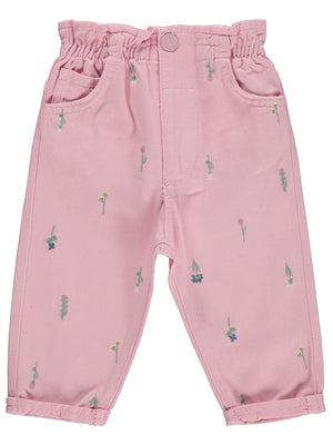 Civil Baby Çiçek Nakışlı Denim 6-18 Ay Pantolon - Pembe