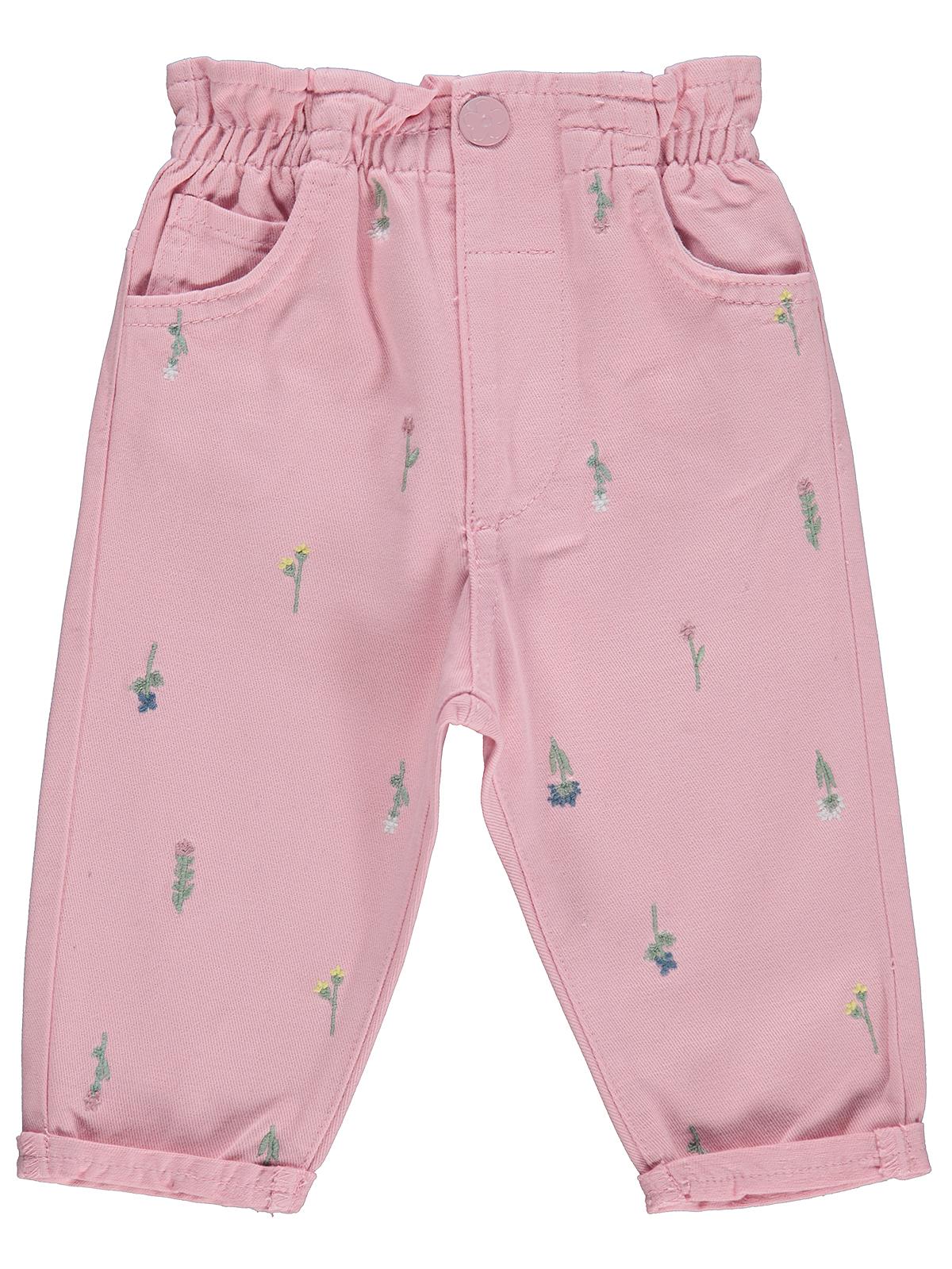 Civil Baby Çiçek Nakışlı Denim 6-18 Ay Pantolon - Pembe