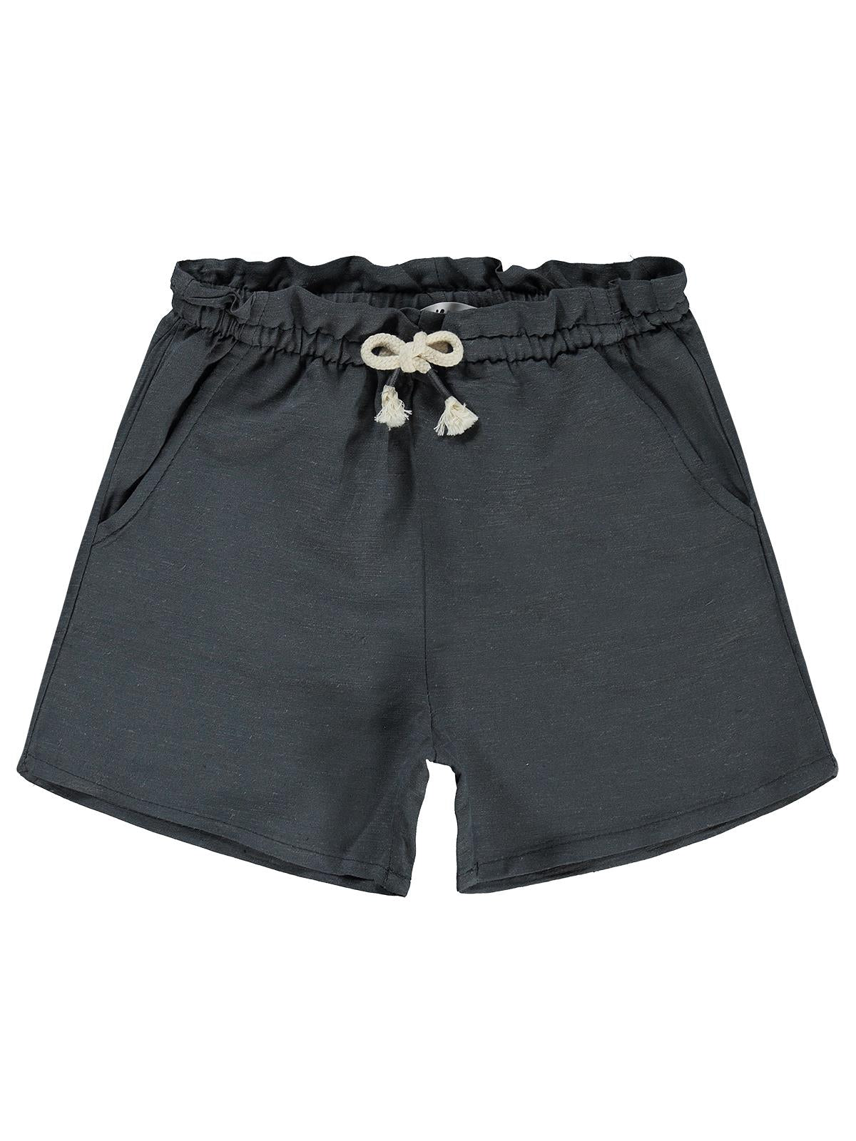 Civil Girls Beli Lastikli Cepli 10-13 Yaş Şort - Gri
