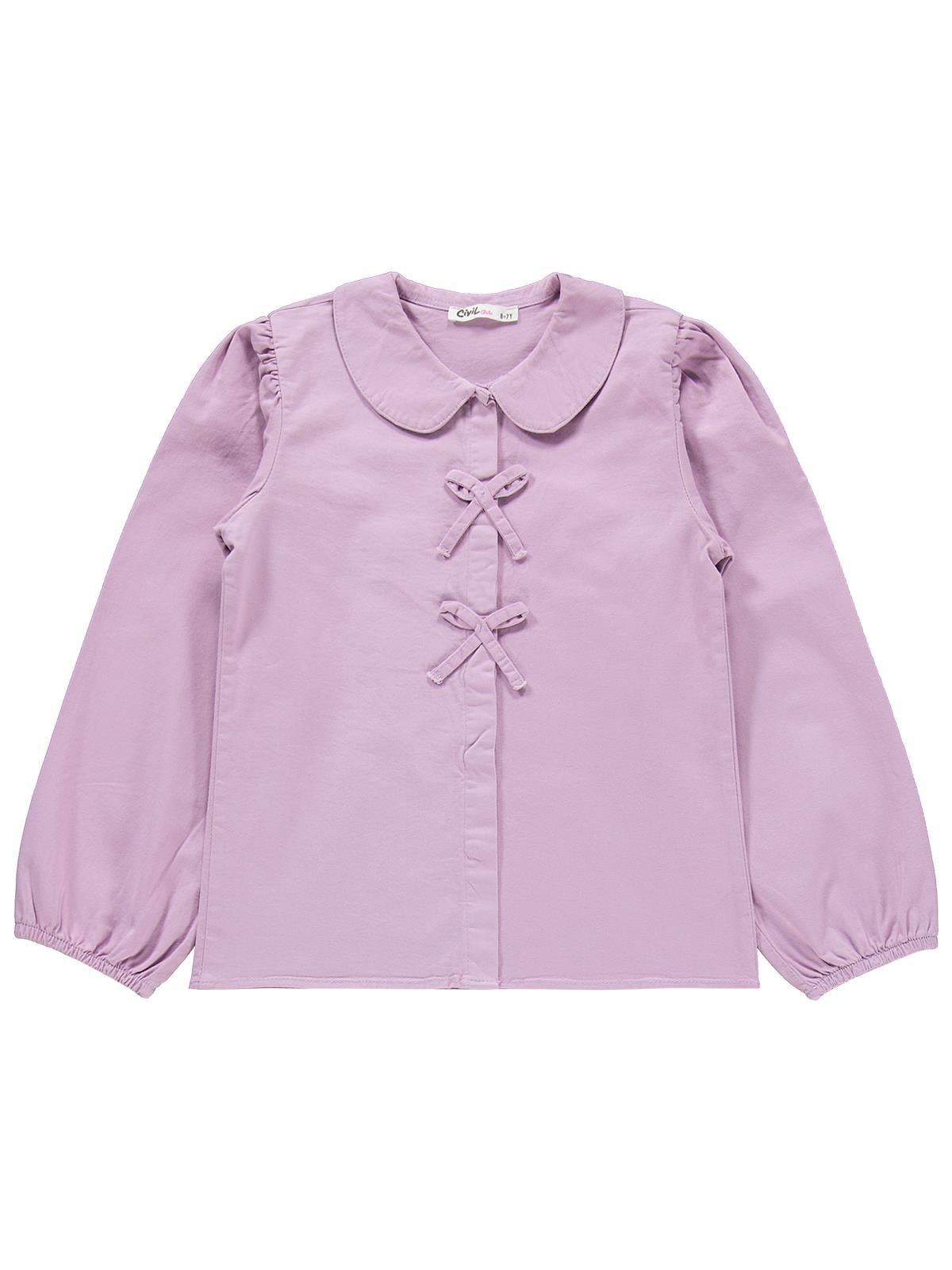 Civil Girls Fiyonklu Gömlek Pantolon İkili 6-9 Yaş Takım - Lila
