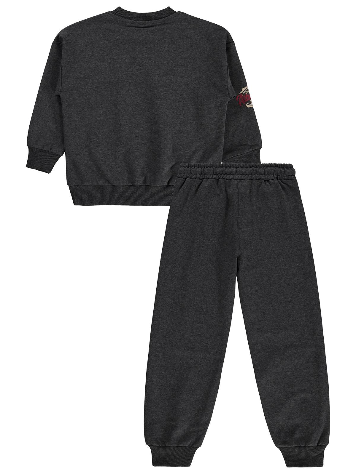 Mışıl Kids Kolları Baskılı 6-9 Yaş Eşofman Takımı - Gri