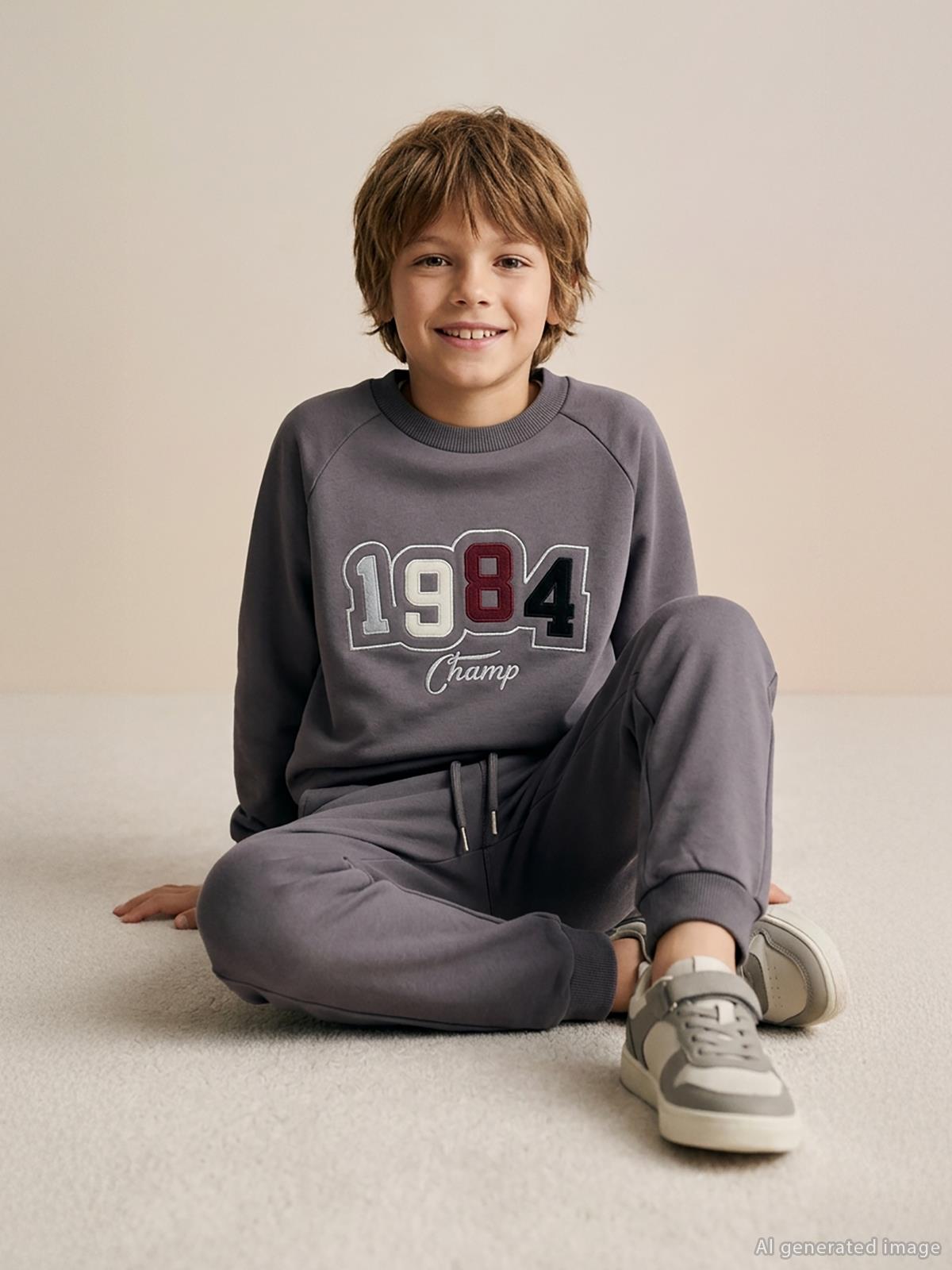 Mışıl Kids 1984 Nakışlı 10-13 Yaş Eşofman Takımı - Gri