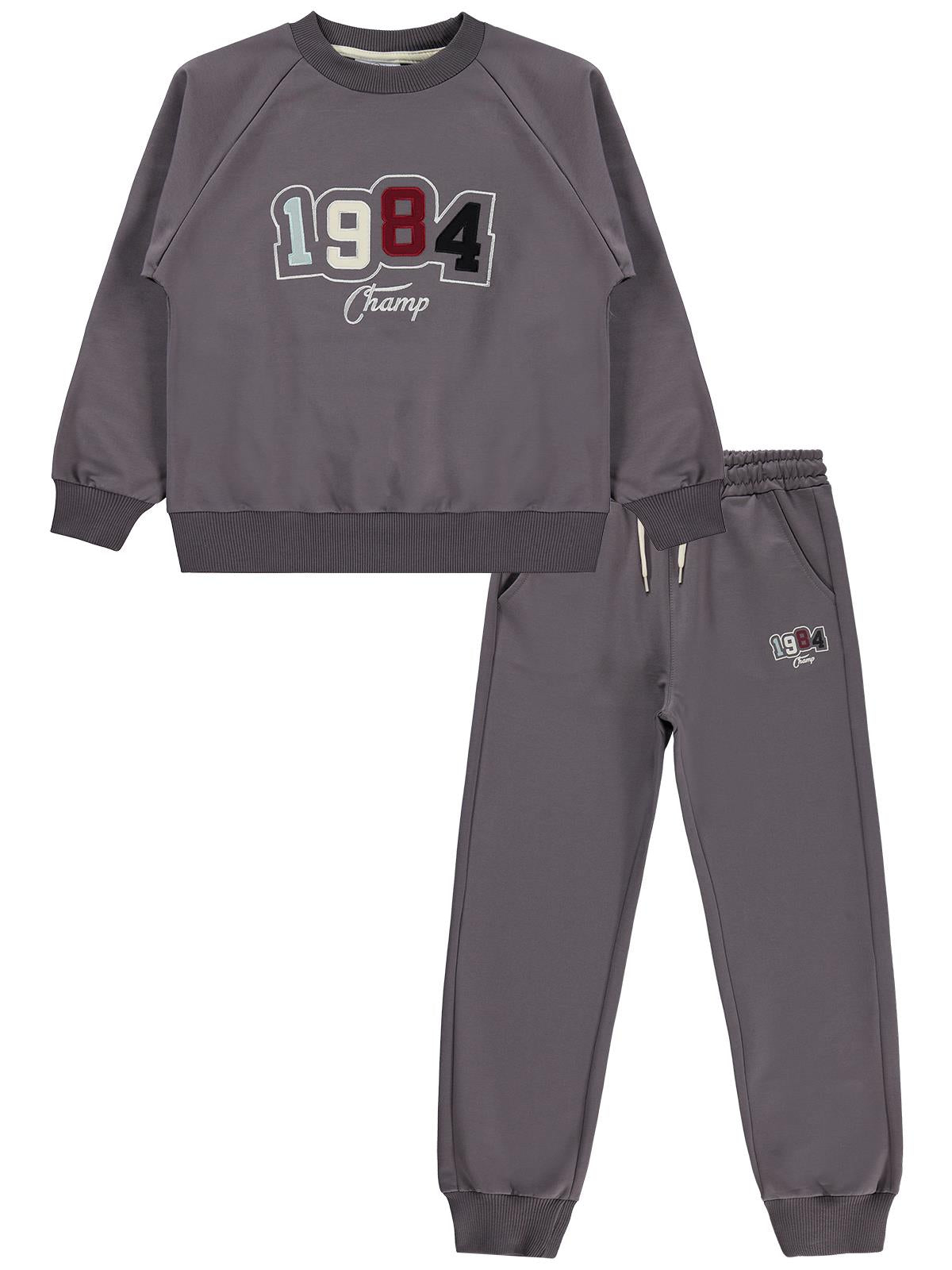 Mışıl Kids 1984 Nakışlı 10-13 Yaş Eşofman Takımı - Gri