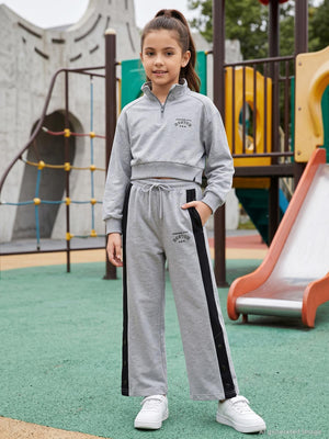 Mışıl Kids Yarım Fermuarlı 6-9 Yaş Eşofman Takımı - Gri