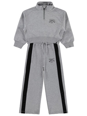Mışıl Kids Yarım Fermuarlı 10-13 Yaş Eşofman Takımı - Gri