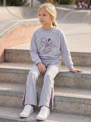 Mışıl Kids Paça Yırtmaçlı 6-9 Yaş Eşofman Takımı - Gri