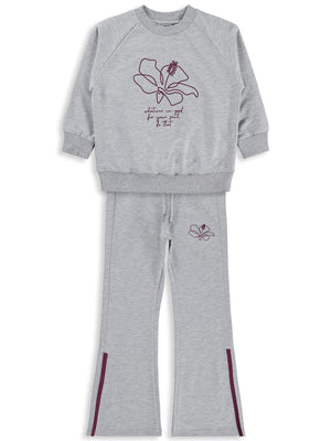 Mışıl Kids Paça Yırtmaçlı10-13 Yaş Eşofman Takımı - Gri