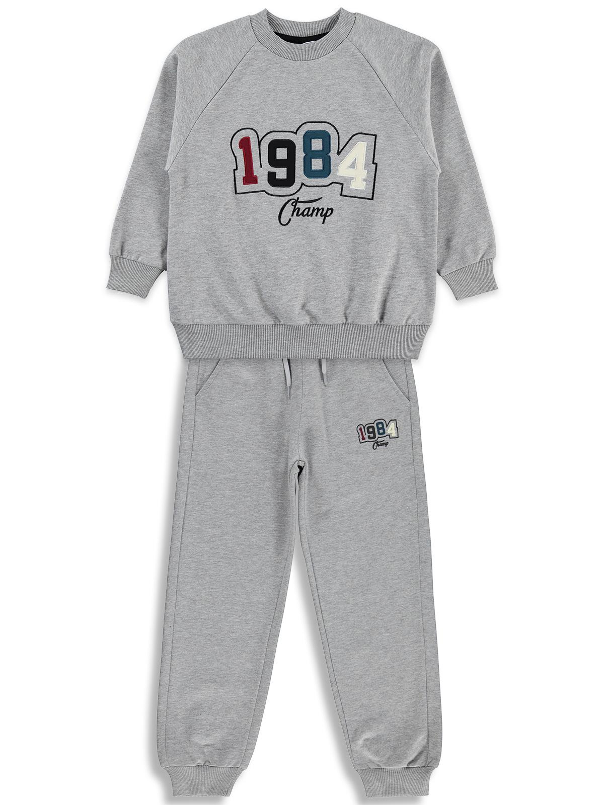 Mışıl Kids 1984 Nakışlı 10-13 Yaş Eşofman Takımı - Gri