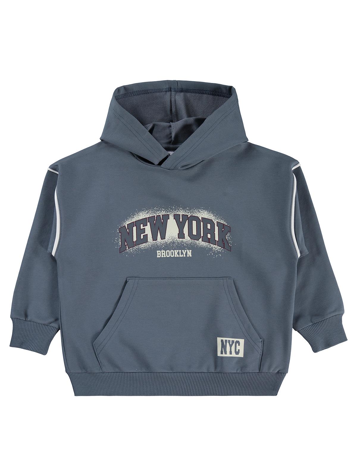 Mışıl Kids Kanguru Cepli Yanlar Biyeli 6-9 Yaş Eşofman Takımı - Gri