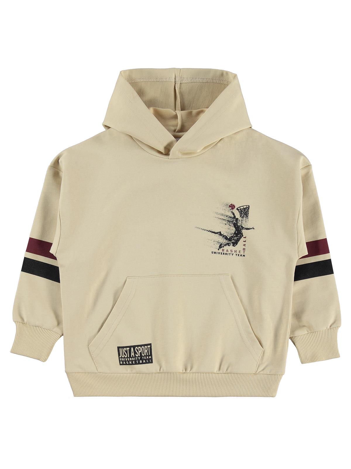 Mışıl Kids Kapüşonlu Kolları Şerit Baskılı 6-9 Yaş Eşofman Takımı - Lacivert