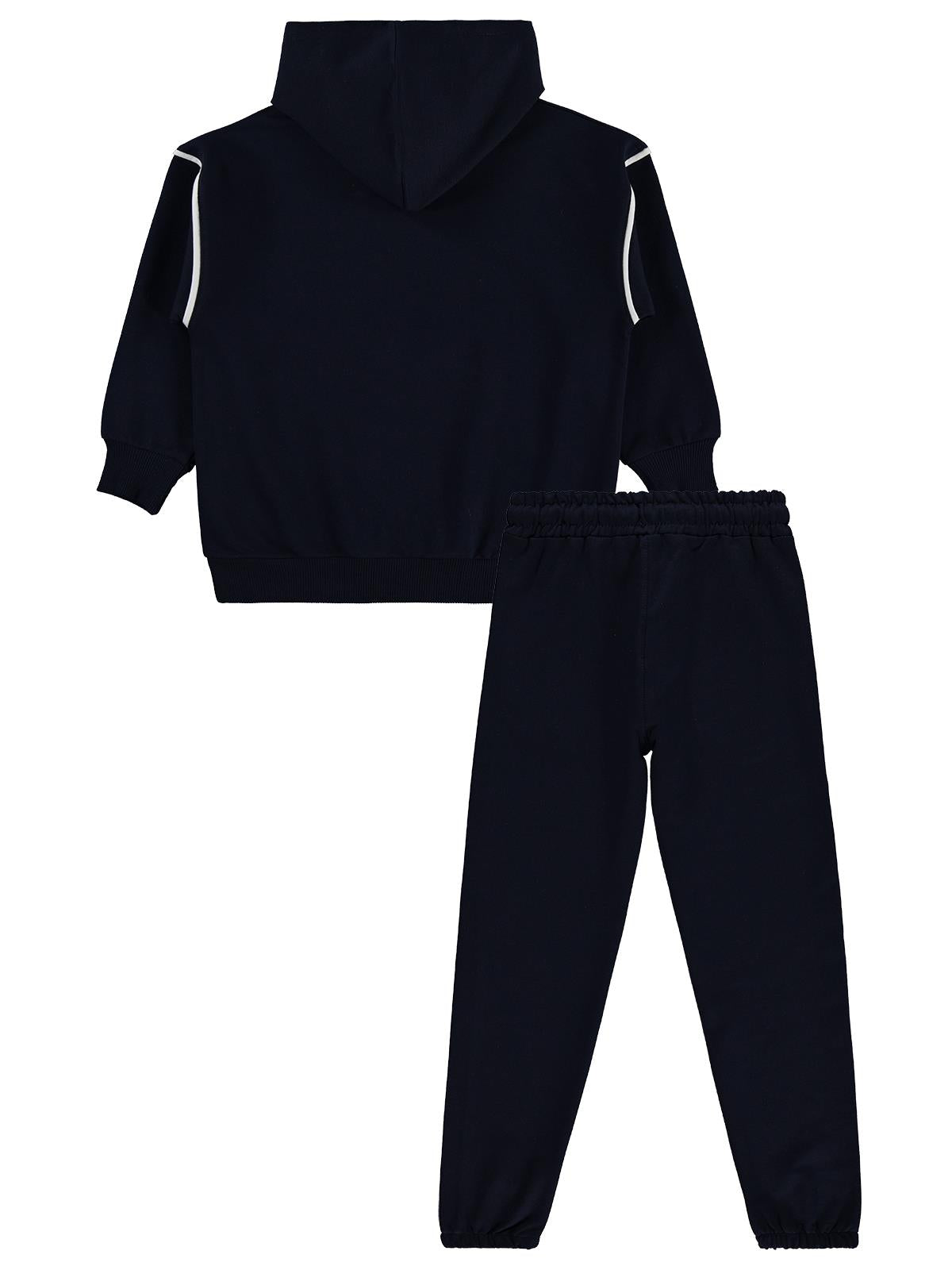 Mışıl Kids Kanguru Cepli Yanlar Biyeli 6-9 Yaş Eşofman Takımı - Lacivert