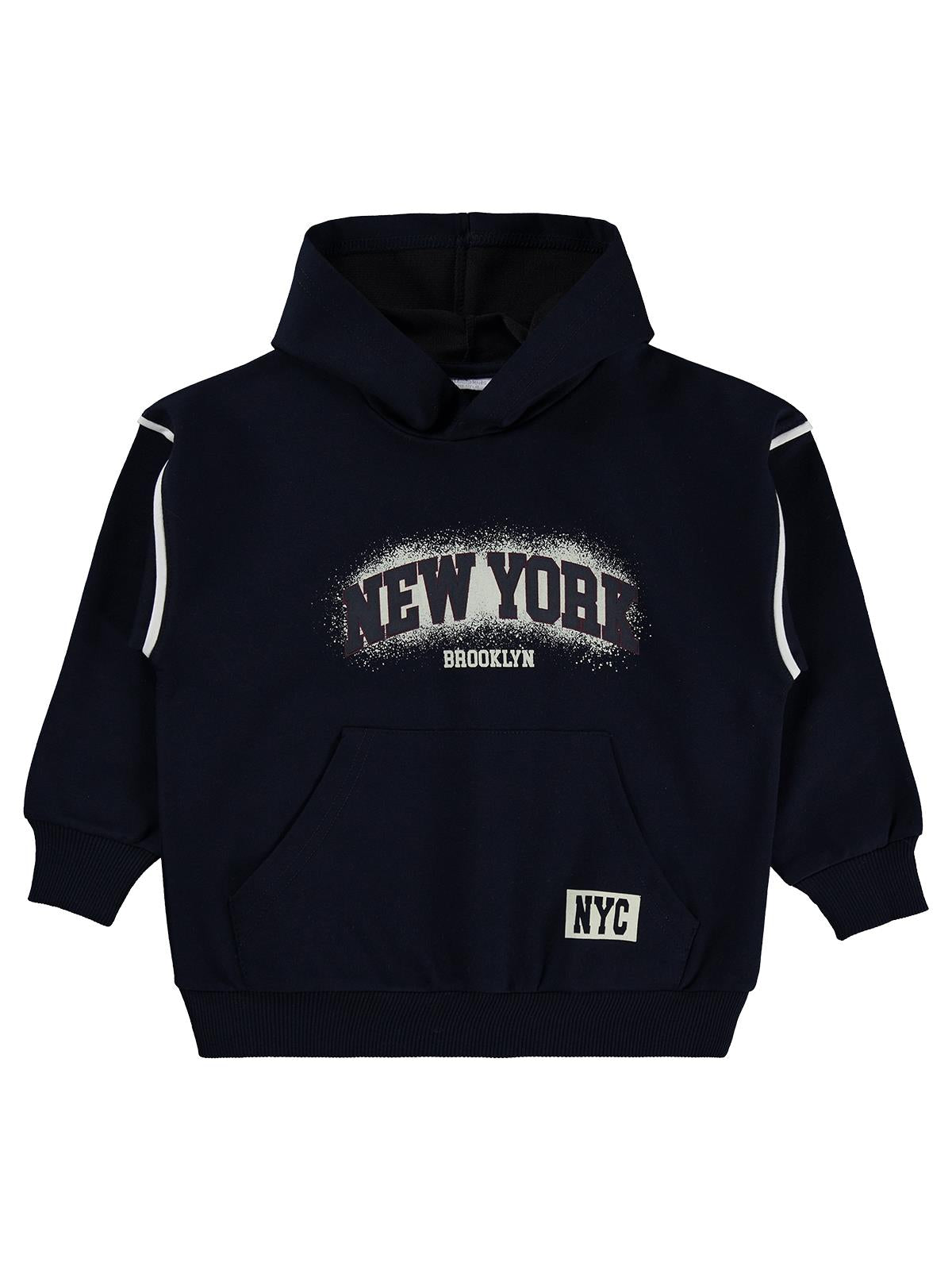 Mışıl Kids Kanguru Cepli Yanlar Biyeli 6-9 Yaş Eşofman Takımı - Lacivert