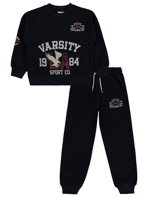 Mışıl Kids Kolları Baskılı 6-9 Yaş Eşofman Takımı - Lacivert