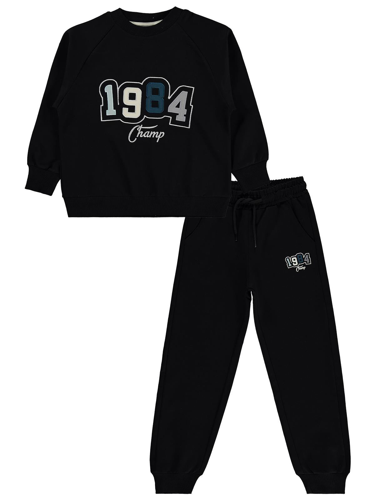 Mışıl Kids 1984 Nakışlı 10-13 Yaş Eşofman Takımı - Siyah