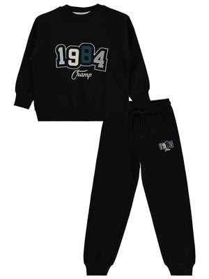 Mışıl Kids 1984 Nakışlı 10-13 Yaş Eşofman Takımı - Siyah
