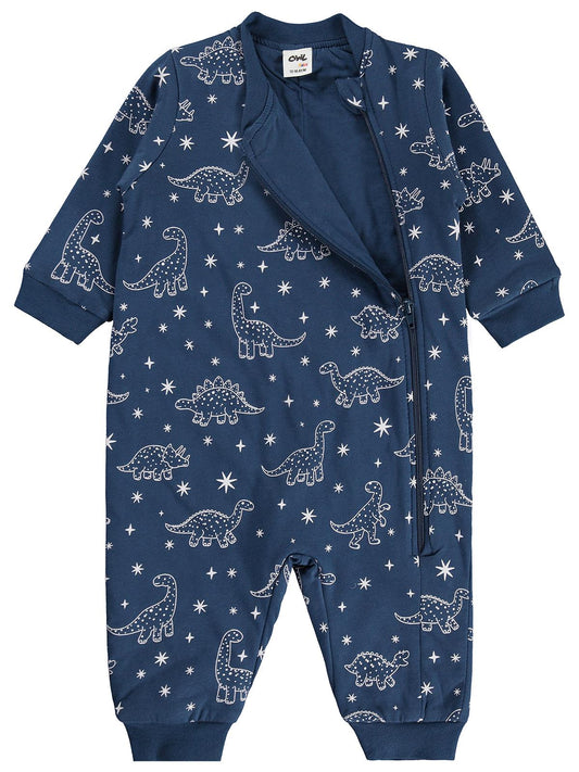 Civil Baby Dino Empirme | Pamuklu Süprem | Uzun Kollu Bisiklet Yaka | 1.2 TOG Uyku Tulumu - Lacivert