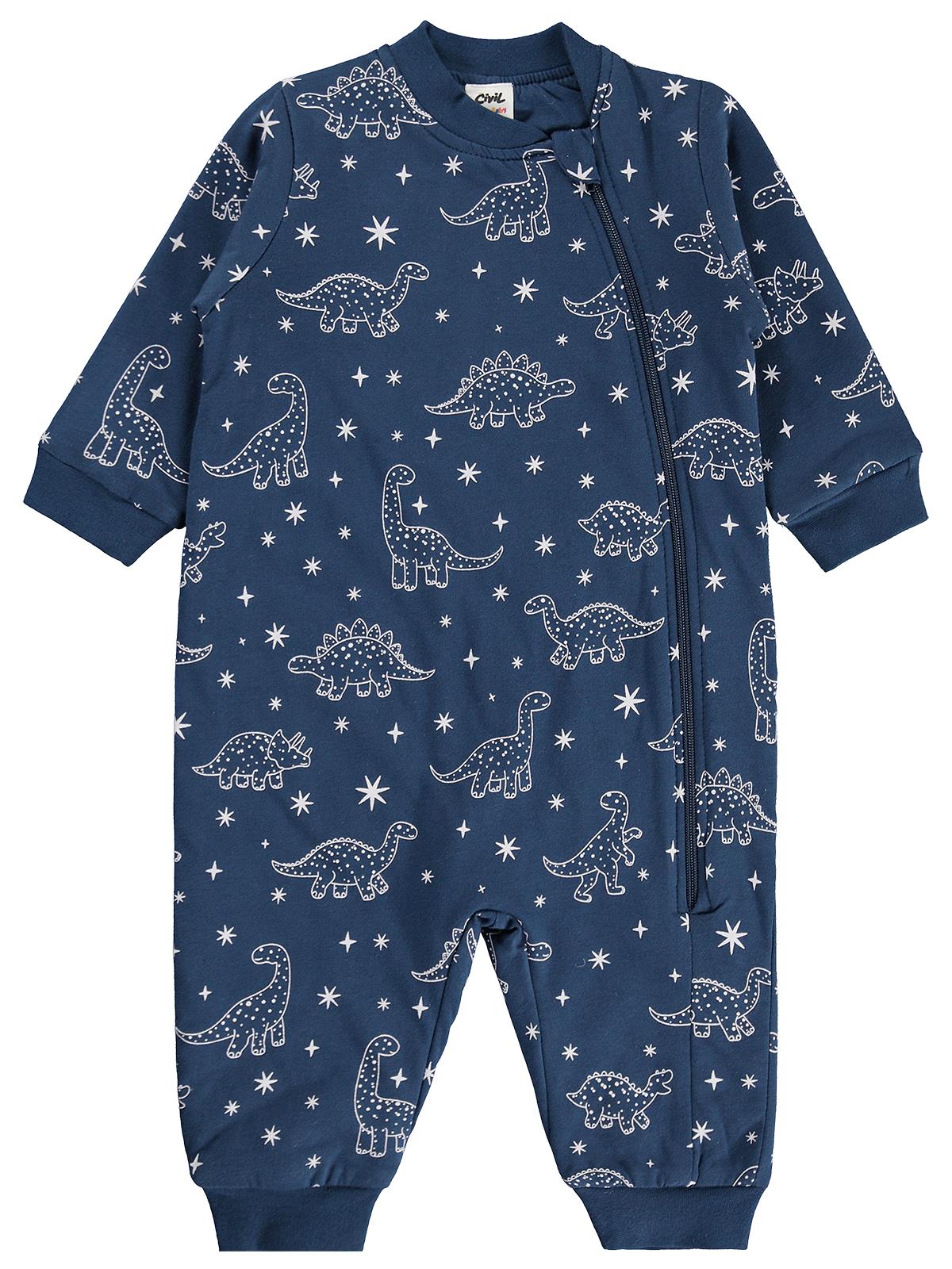 Civil Baby Dino Empirme | 1.2 TOG Uyku Tulumu| Pamuklu Süprem | Uzun Kollu Bisiklet Yaka - Lacivert