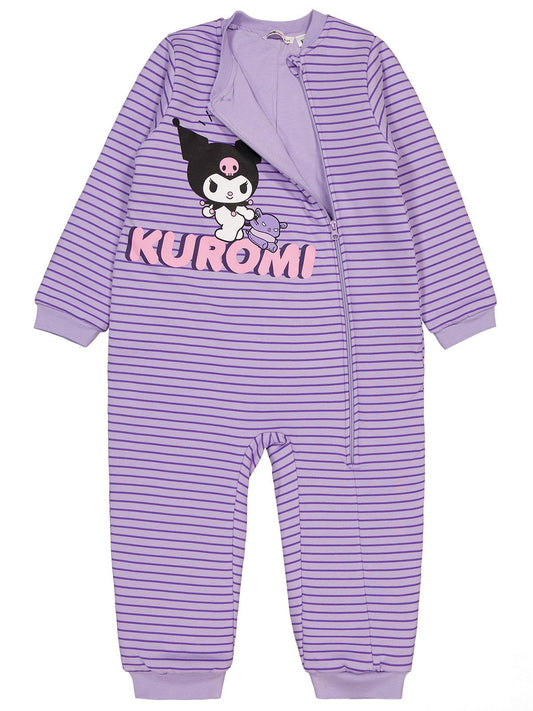 Civil Girls Kuromi Baskılı | 2.5 TOG Uyku Tulumu| Pamuklu İnterlok | Uzun Kollu Bisiklet Yaka - Lila