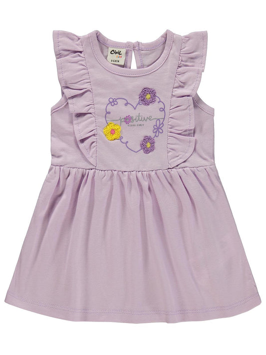 Civil Baby Kalp Baskı Çiçek 6-18 Ay Elbise - Lila
