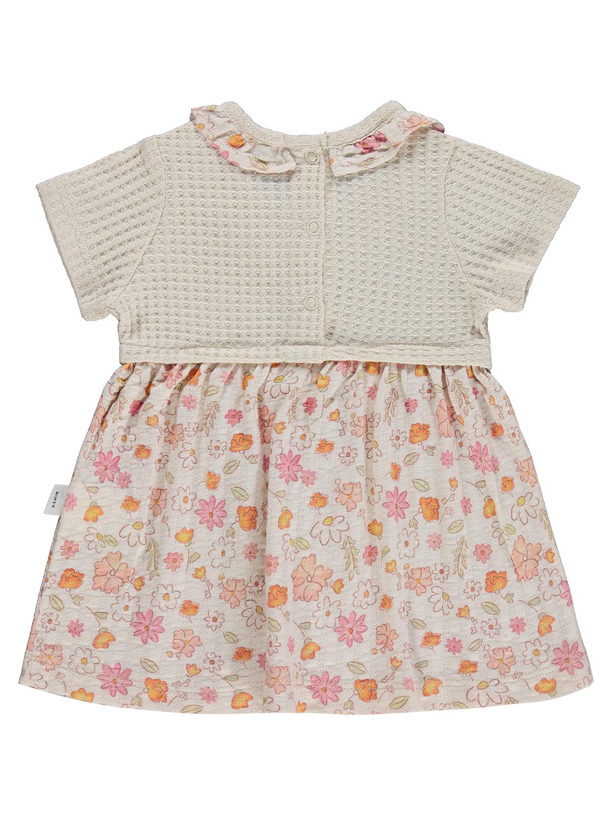 Civil Baby Çiçek Yaprak Empirme 6-18 Ay Tulum - Bej