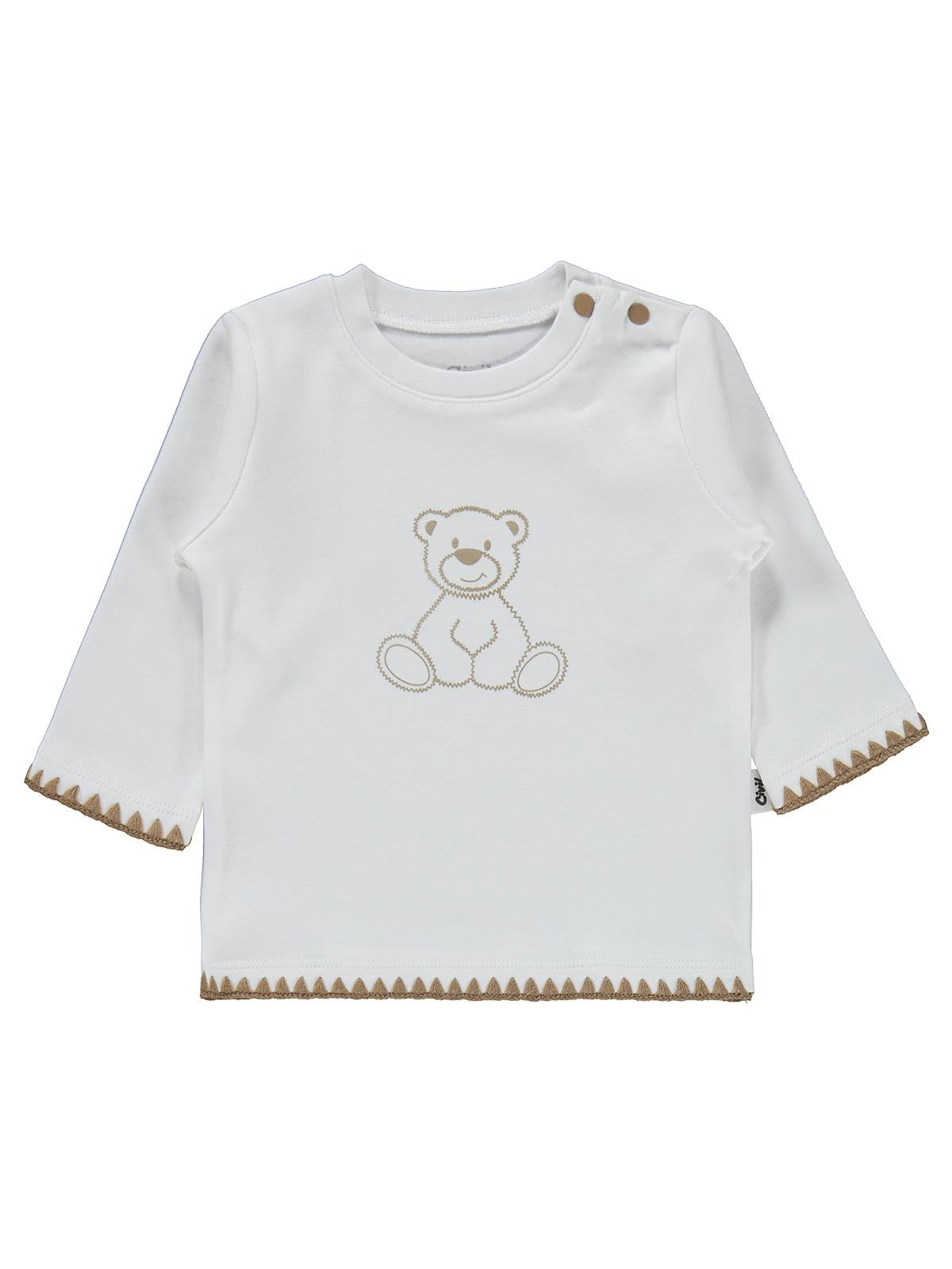 Civil Baby Oturan Tatlı Ayı Baskılı 3-18 Ay Takım - Ekru