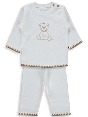 Civil Baby Oturan Tatlı Ayı Baskılı 3-18 Ay Takım - Ekru