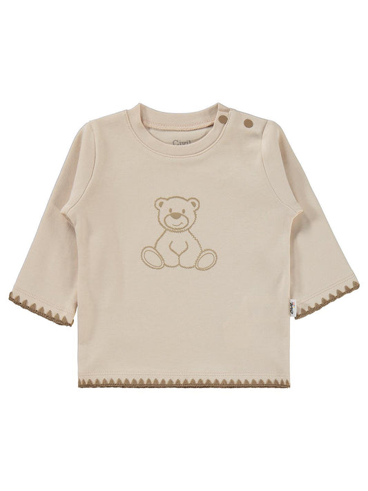 Civil Baby Oturan Tatlı Ayı Baskılı 3-18 Ay Takım - Fil Dişi