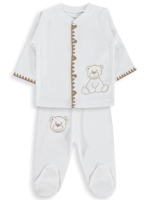 Civil Baby Oturan Tatlı Ayı Baskılı 1-9 Ay Pijama Takımı - Ekru