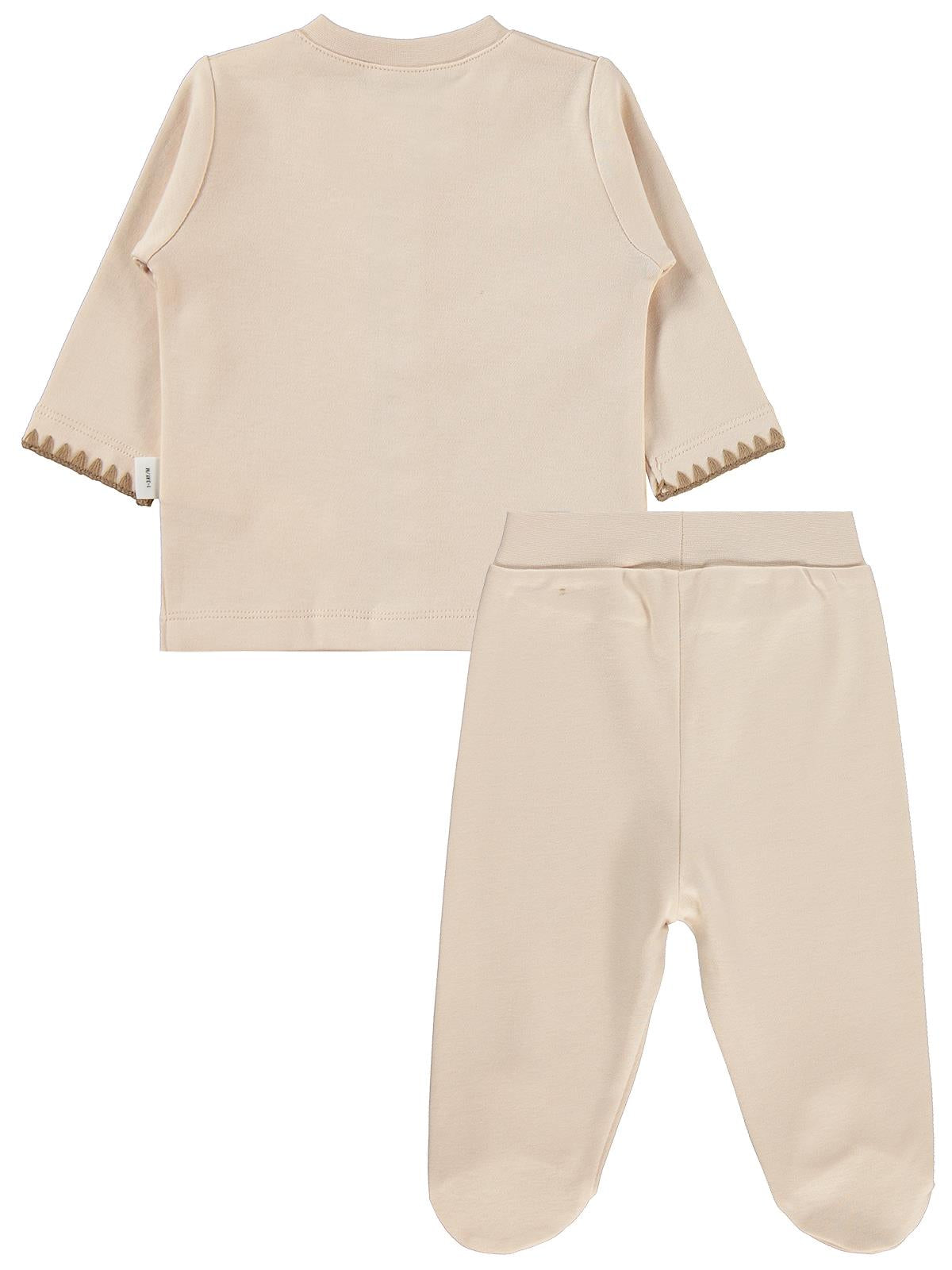 Civil Baby Oturan Tatlı Ayı Baskılı 1-9 Ay Pijama Takımı - Fil Dişi