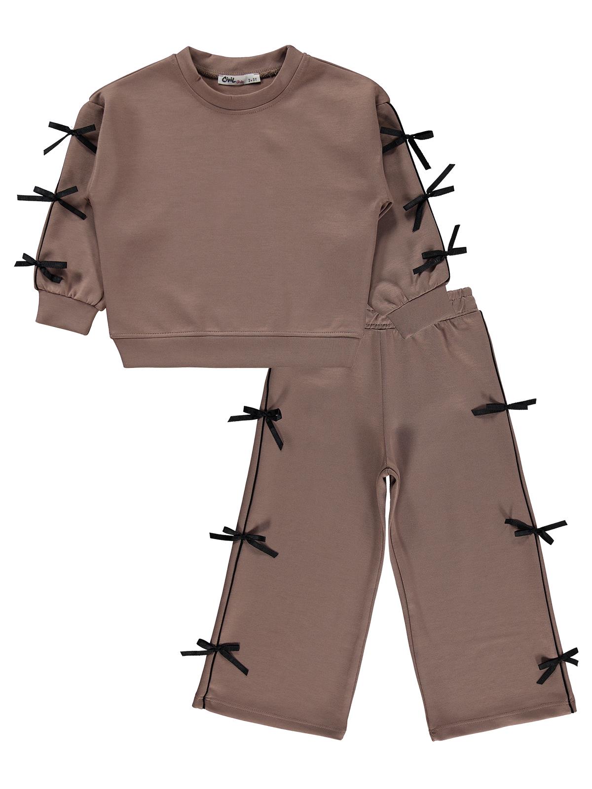 Civil Girls Kız Çocuk Fiyonklu 2-5 Yaş Eşofman Takımı - Bej