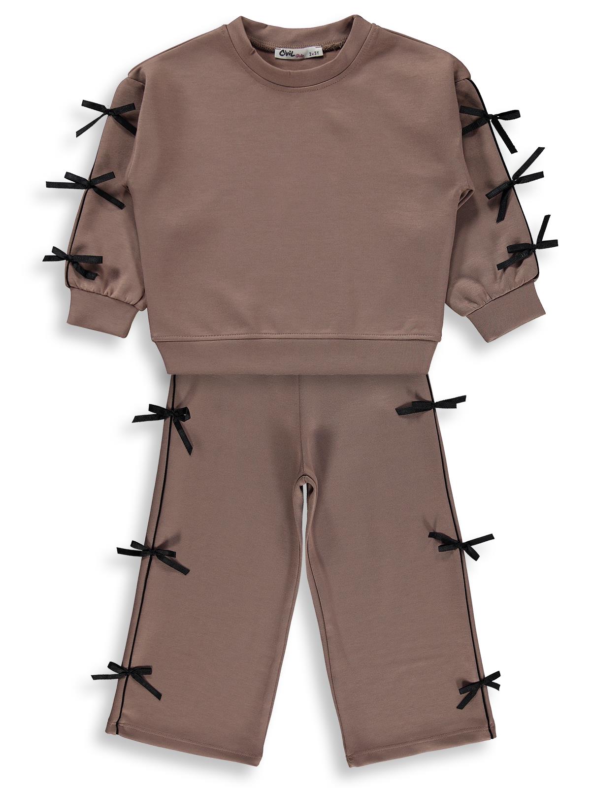 Civil Girls Kız Çocuk Fiyonklu 2-5 Yaş Eşofman Takımı - Bej