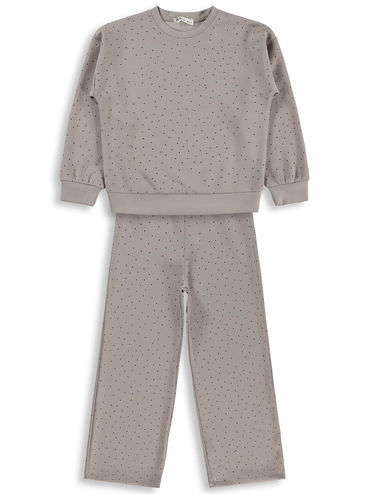 Civil Girls Kız Çocuk Taş Baskılı 6-9 Yaş Eşofman Takımı - Bej