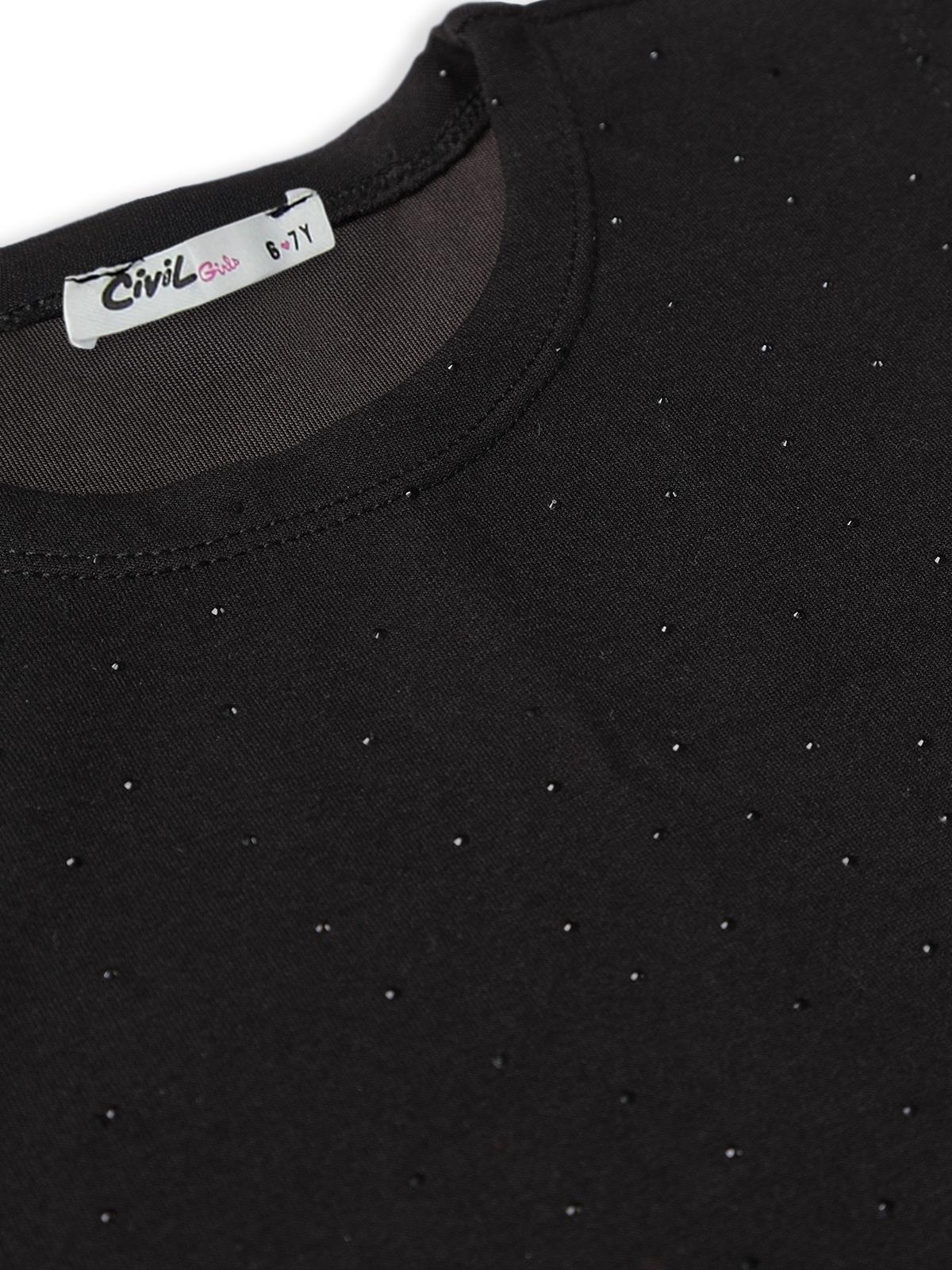 Civil Girls Kız Çocuk Taş Baskılı 6-9 Yaş Eşofman Takımı - Siyah