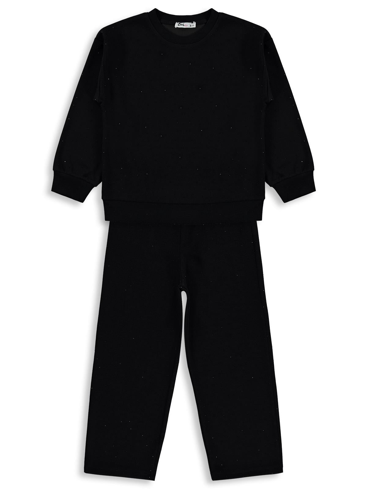 Civil Girls Kız Çocuk Taş Baskılı 6-9 Yaş Eşofman Takımı - Siyah