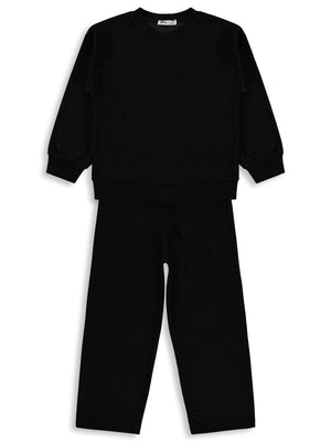 Civil Girls Kız Çocuk Taş Baskılı 6-9 Yaş Eşofman Takımı - Siyah