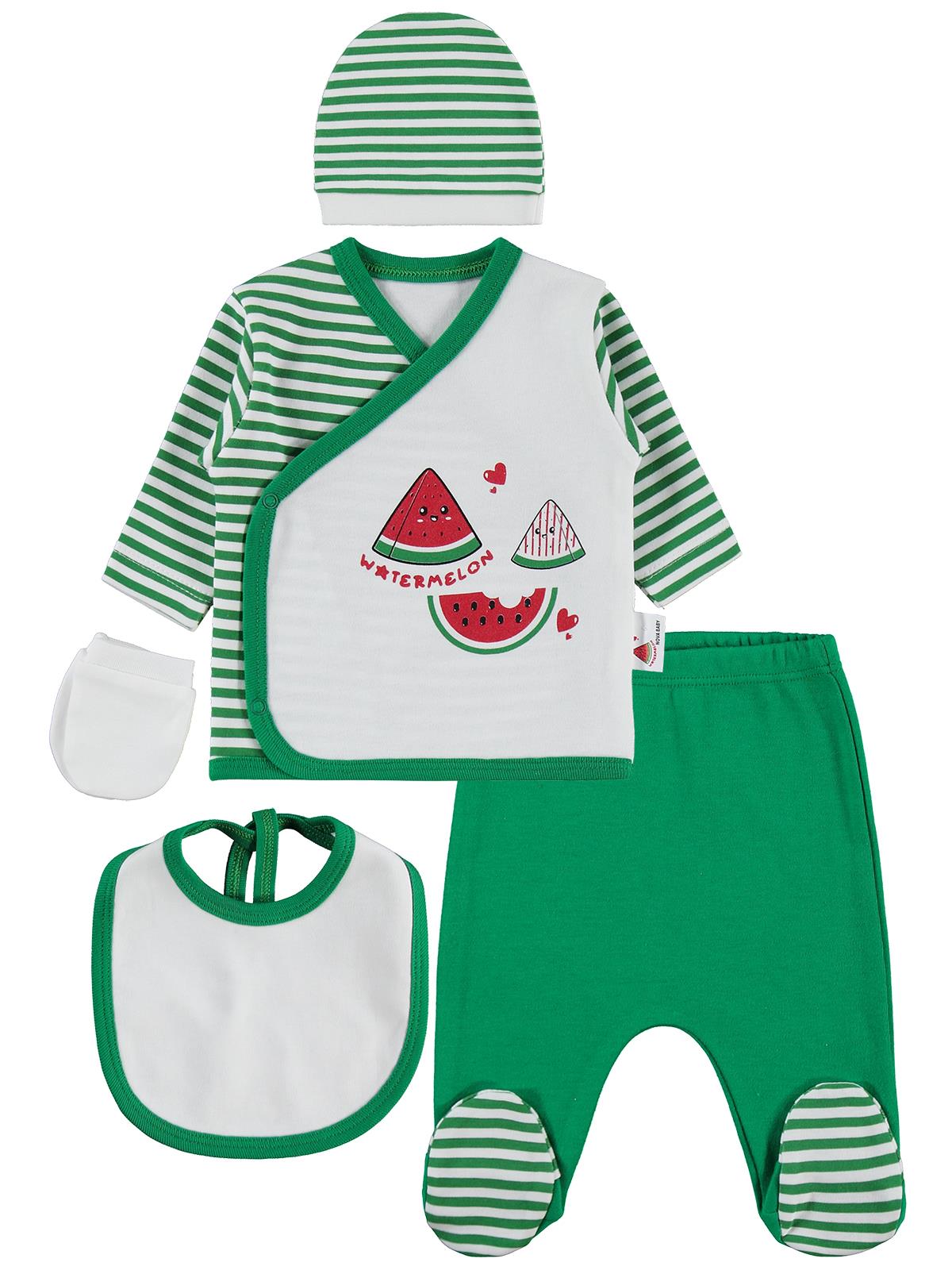 Nova Baby Karpuz Kokulu 5'li 0-3 Ay Zıbın Takımları - Ekru