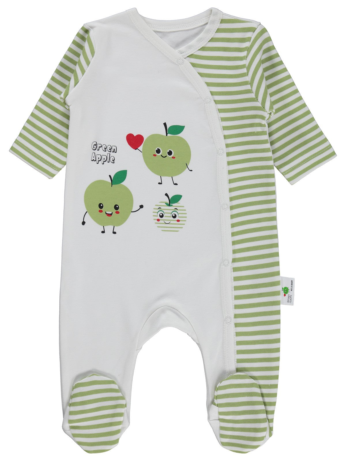 Nova Baby Yeşil Elma Kokulu Oval 1-6 Ay Tulum - Ekru
